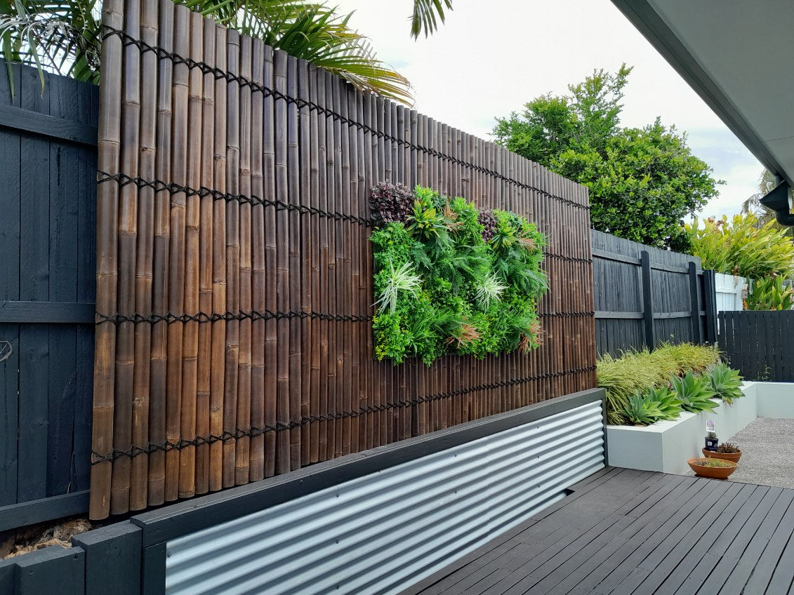 a bamboo feature wall in na garden