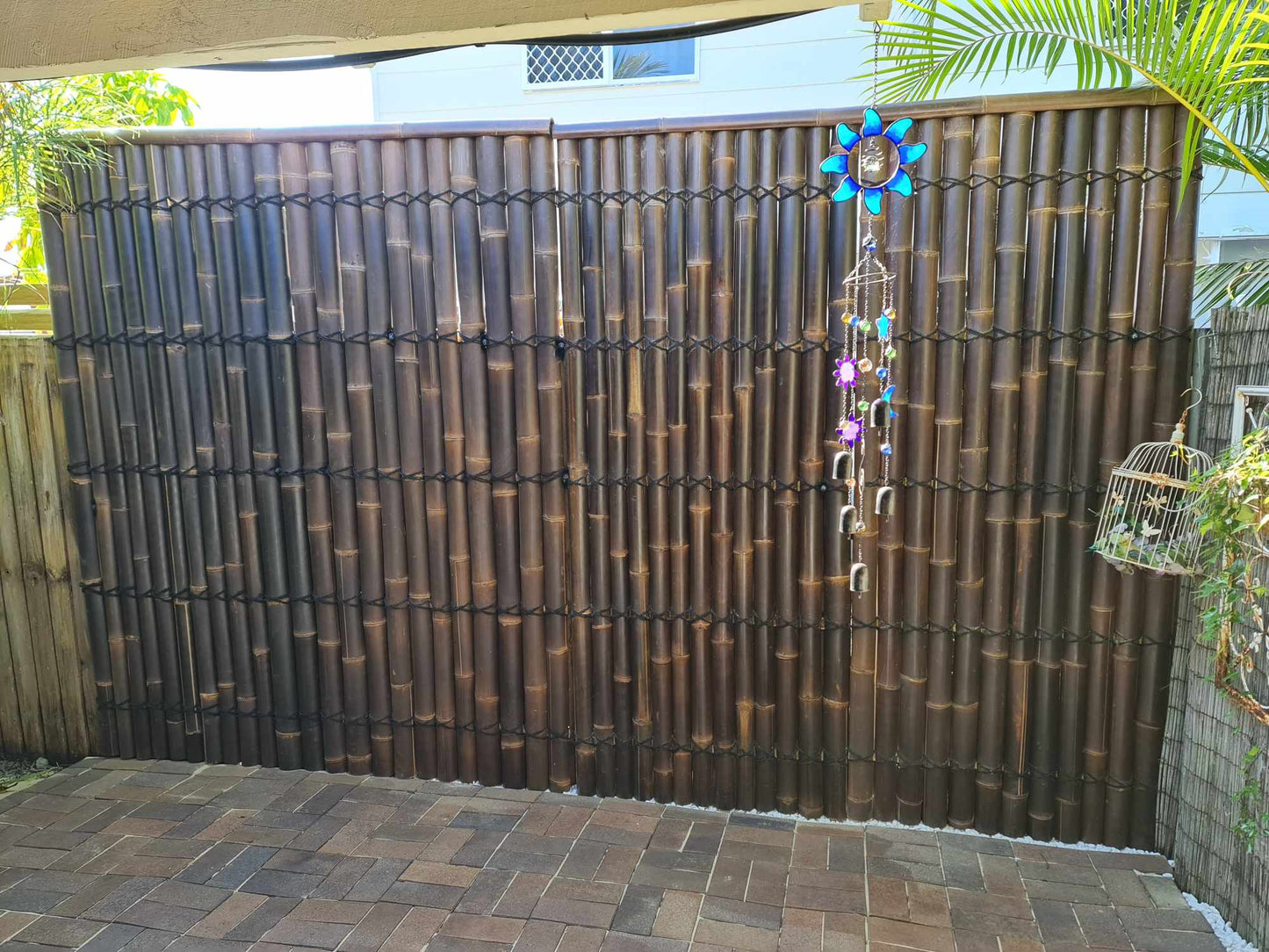 fence screens from the bamboo Wearhouse
 looking great!