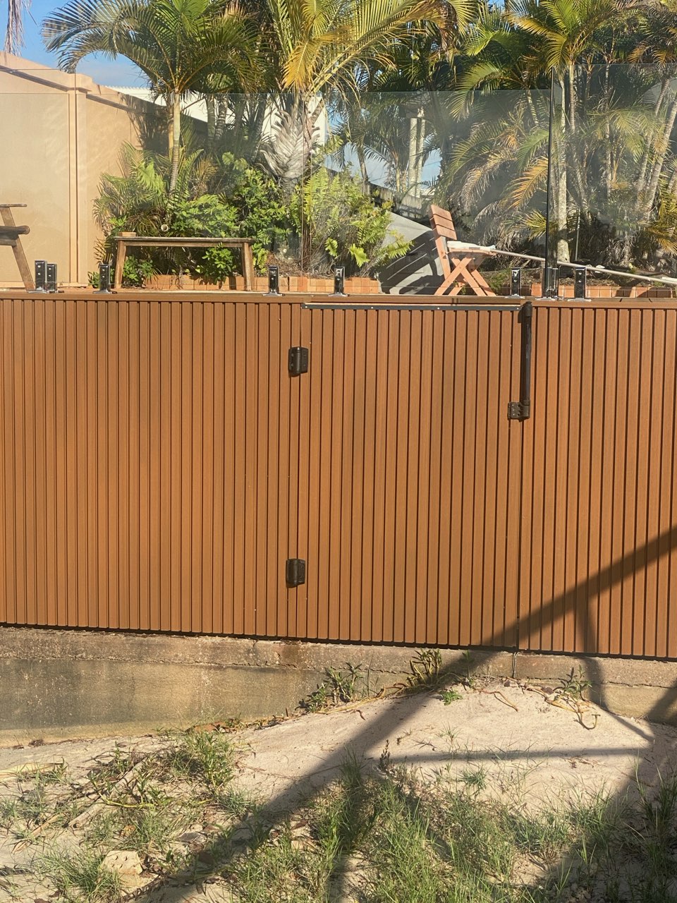 Stylish WPC wall cladding used as a decorative outdoor feature.