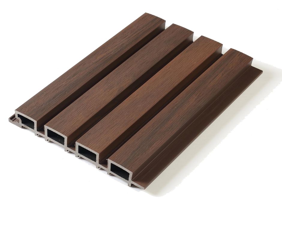 a rich brown cladding made from wpc and essay to install.